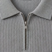 Treviso Men's Rib Knit Half-Zip Sweater - Light Gray - Product Type: Sweaters - Michael Verde - Image 4