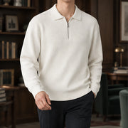 Treviso Men's Rib Knit Half-Zip Sweater - Ivory - Catalog Group: Clothing - Michael Verde - Image 2