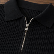 Treviso Men's Rib Knit Half-Zip Sweater - Black - Product Type: Sweaters - Michael Verde - Image 4