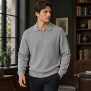 Treviso Men's Rib Knit Half-Zip Sweater - Light Gray - Catalog Group: Clothing - Michael Verde - Image 2