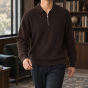 Treviso Men's Rib Knit Half-Zip Sweater - Dark Brown - Catalog Group: Clothing - Michael Verde - Image 2