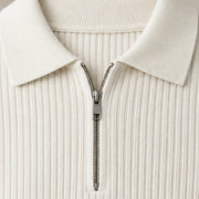 Treviso Men's Rib Knit Half-Zip Sweater - Ivory - Product Type: Sweaters - Michael Verde - Image 4