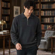 Treviso Men's Rib Knit Half-Zip Sweater - Charcoal - Catalog Group: Clothing - Michael Verde - Image 2