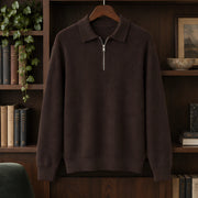 Treviso Men's Rib Knit Half-Zip Sweater - Dark Brown - Department: Men - Michael Verde - Image 3