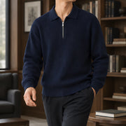 Treviso Men's Rib Knit Half-Zip Sweater - Navy - Catalog Group: Clothing - Michael Verde - Image 2