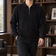 Treviso Men's Rib Knit Half-Zip Sweater - Black - Catalog Group: Clothing - Michael Verde - Image 2