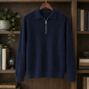 Treviso Men's Rib Knit Half-Zip Sweater - Navy - Department: Men - Michael Verde - Image 3
