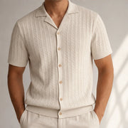 VanHolden Cable Knit Polo Shirt - Khaki - mens polo shirt - Michael Verde - Image 2