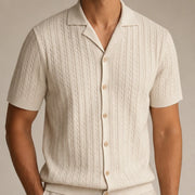VanHolden Cable Knit Polo Shirt - Khaki - cable knit polo - Michael Verde - Image 3