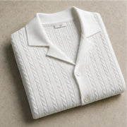VanHolden Cable Knit Polo Shirt - White - mens shirts - Michael Verde - Image 5