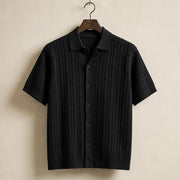 VanHolden Cable Knit Polo Shirt - Black - cable knit polo - Michael Verde - Image 3