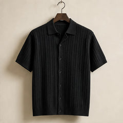 VanHolden Cable Knit Polo Shirt - Black - cable knit polo - Michael Verde - Image 3