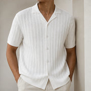 VanHolden Cable Knit Polo Shirt - White - mens polo shirt - Michael Verde - Image 2