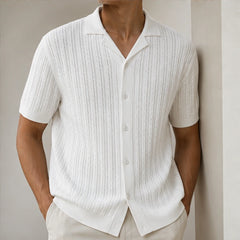 VanHolden Cable Knit Polo Shirt - White - mens polo shirt - Michael Verde - Image 2