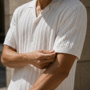 VanHolden Cable Knit Polo Shirt - White - cable knit polo - Michael Verde - Image 3