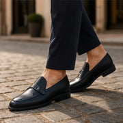 Vercelli Men's Italian Leather Buckle Loafers - Black - Shoes - Michael Verde - Image 3