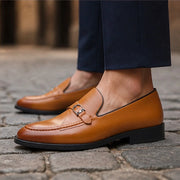 Vercelli Men's Italian Leather Buckle Loafers - Brown - male - Michael Verde - Image 4