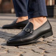 Vercelli Men's Italian Leather Buckle Loafers - Black - male - Michael Verde - Image 4