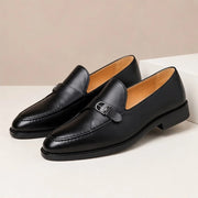 Vercelli Men's Italian Leather Buckle Loafers - Black - mens shoes - Michael Verde - Image 2