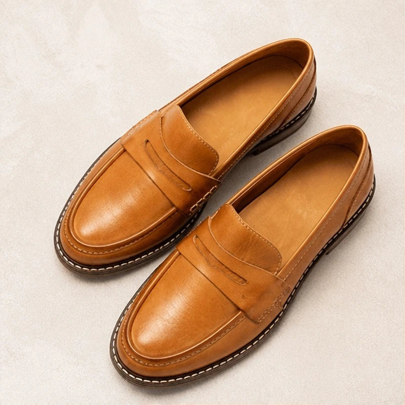 Waverly Orthopedic Leather Loafers - Light Brown - Shoes - Michael Verde - Image 1