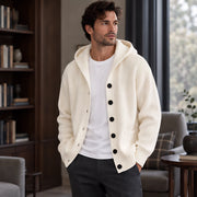Westbourne Men's Ribbed Hooded Cardigan - Ivory - Men's Clothing > Knitwear > Hooded Cardigans - Michael Verde - Image 1