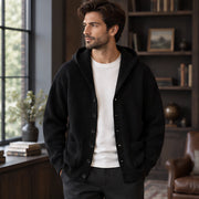 Westbourne Men's Ribbed Hooded Cardigan - Black - Men's Clothing > Knitwear > Hooded Cardigans - Michael Verde - Image 1